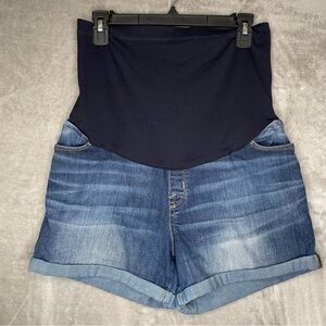 Liz Lange Maternity Size Medium Full Panel Over the Belly Denim Jean Shorts